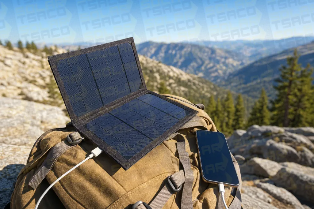 پنل خورشیدی تاشو کوچک برای شارژ موبایل در کوهنوردی
